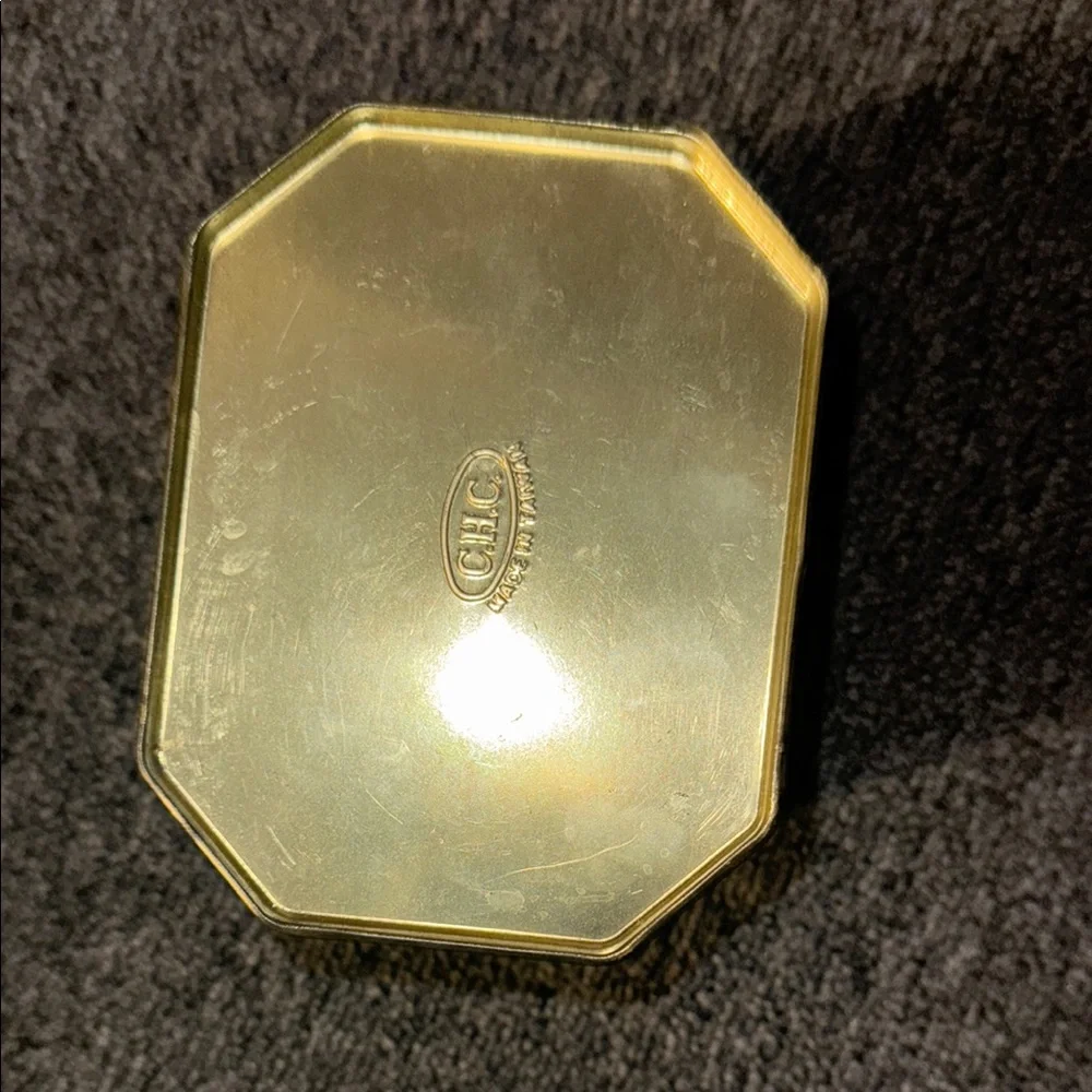 Meister Octagonal Tin Pastel Florals Gold Vintage 80s Made in Brazil - Picture 4 of 6
